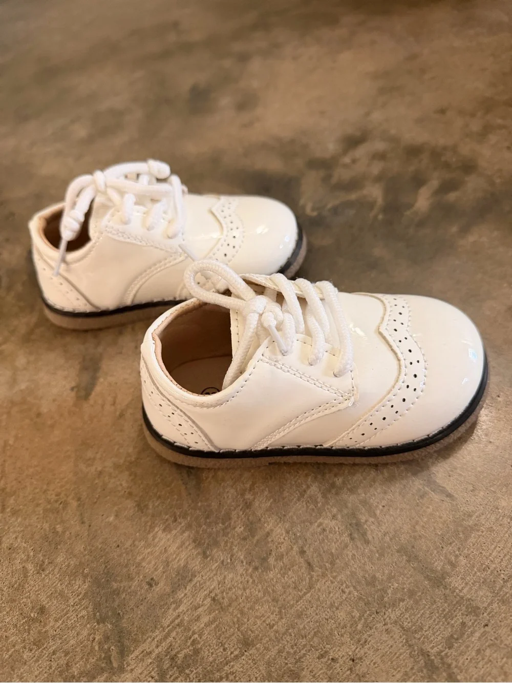 Meckior White Patent Wingtip Oxford Dress Shoes Toddler Size 6 EU 22